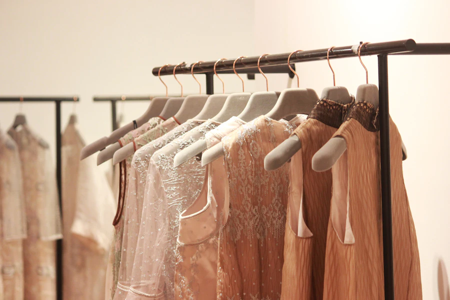 Curated ready-to-wear garments on a premium clothing rack